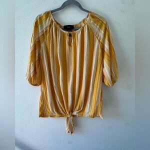 Textured tie-front blouse